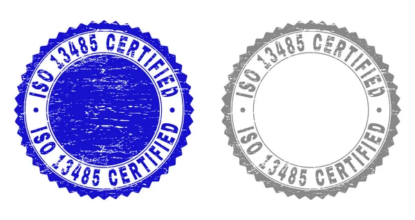 Грандж ISO 13485 CERTIFIED Текстуровані штампи — стоковий вектор