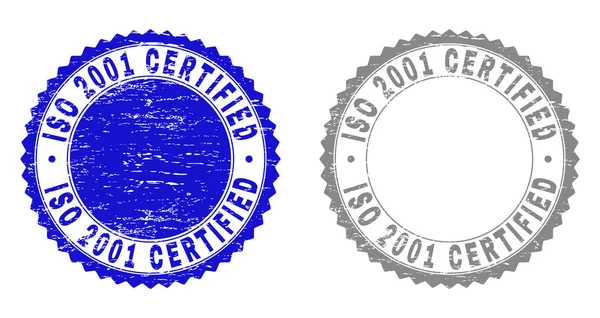 Grunge Iso 2001 certyfikat porysowany znaki wodne — Wektor stockowy