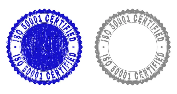 Grunge ISO 50001 CERTIFIED Textured Watermarks — Stock Vector