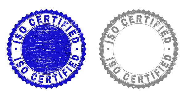 Grunge ISO CERTIFICADO Marcas de água texturizadas — Vetor de Stock