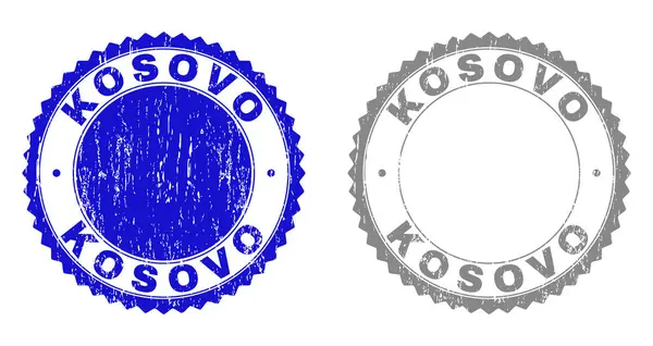 Grunge kosovo zerkratzte Briefmarken — Stockvektor