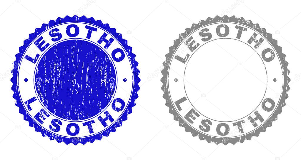 Grunge LESOTHO Scratched Stamps