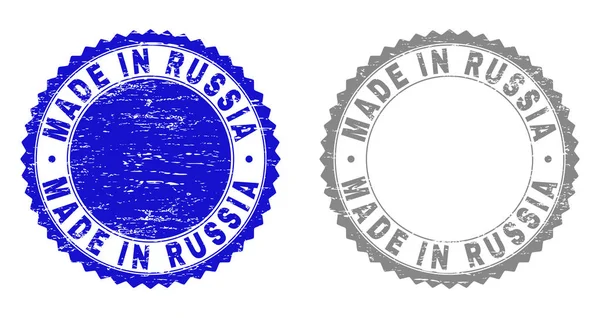 Grunge MADE IN RUSSIA Scratched Stamps — Stock Vector