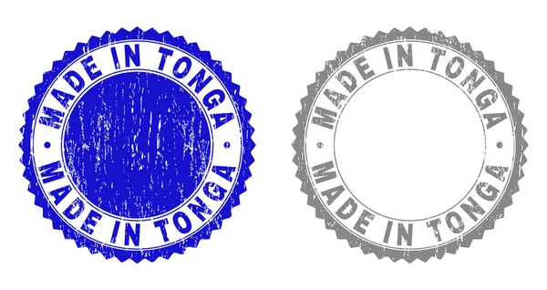 Grunge MADE IN TONGA Selos de selos texturizados — Vetor de Stock