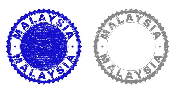 Grunge Malaysia zerkratzte Briefmarken — Stockvektor