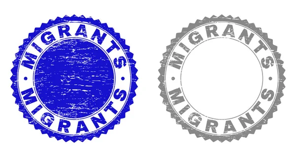 Grunge migrantů se poškrábal na razítka — Stockový vektor