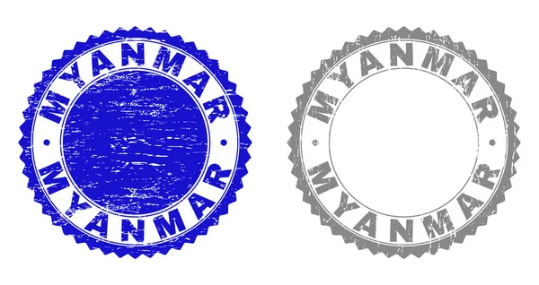 Grunge MYANMAR Textured Stamp Seals — Stock Vector