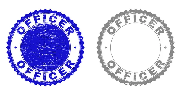 Grunge Officer Stamp Seals Isolated White Background Rosette Seals Distress — Stock Vector