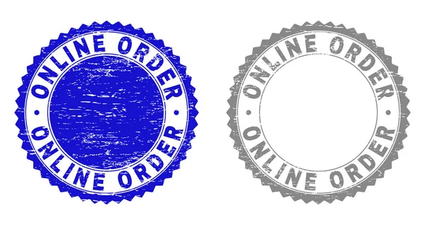 Grunge ONLINE ORDER Scratched Stamp Seals — Stock Vector