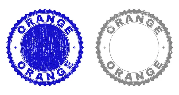 Grunge ORANGE Segel Stamp tergores - Stok Vektor