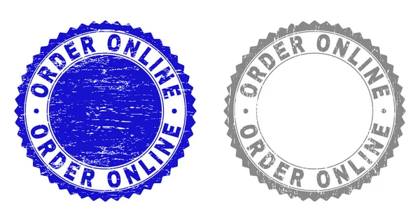 Grunge zamówienia Online porysowany znaczki — Wektor stockowy