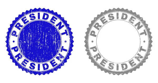 Grunge PRESIDENT Scratched Stamps — Stock Vector