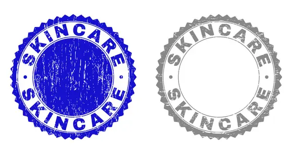 Selos de carimbo texturizados Grunge SKINCARE — Vetor de Stock