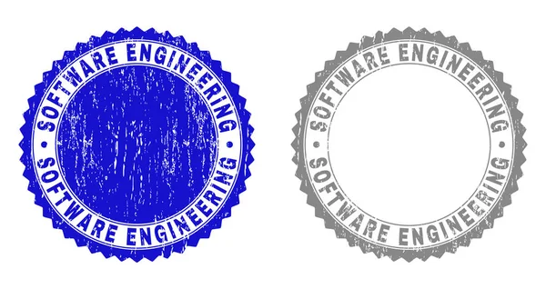 Grunge Yazılım Mühendisliği pullar çizik — Stok Vektör