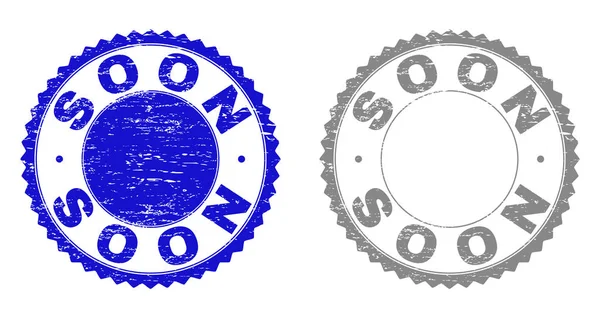 Selos de selos texturizados Grunge SOON — Vetor de Stock