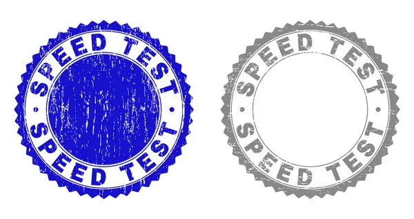 TEST DE VITESSE Grunge Sceaux de timbre texturés — Image vectorielle
