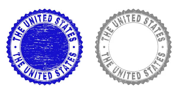 Grunge die Vereinigten Staaten zerkratzte Briefmarken — Stockvektor
