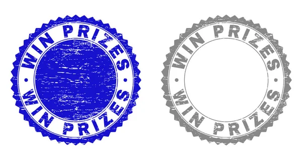 Grunge WIN PRIZES Textured Stamps — Stock Vector