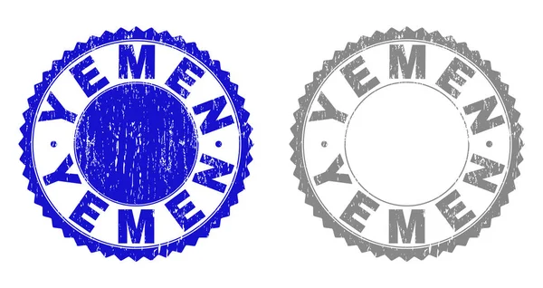 Grunge Yemen Timbre Phoques Isolés Sur Fond Blanc Joints Rosette — Image vectorielle