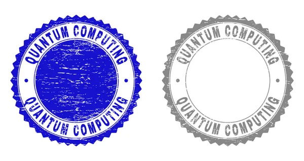Grunge QUANTUM COMPUTING Текстуровані штампові пломби — стоковий вектор