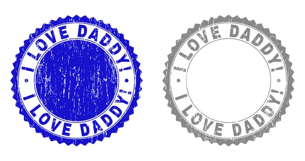 Grunge I LOVE DADDY Exclamação Selos texturizados — Vetor de Stock