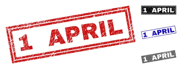 Grunge 1η Απριλίου υφής σφραγίδων σφραγίδα ορθογωνίου — Διανυσματικό Αρχείο