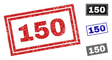 Grunge 150 dikdörtgen damga mühürler çizik