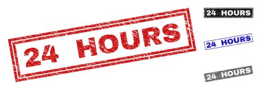 Grunge 24 saat dokulu dikdörtgen damga mühürler