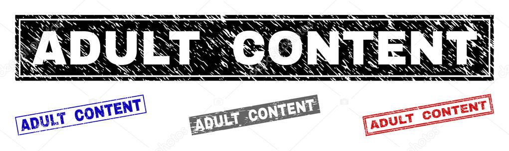 Grunge ADULT CONTENT Scratched Rectangle Stamp Seals