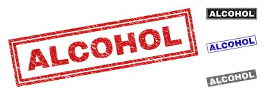 Grunge alkol dikdörtgen damga mühürler çizik