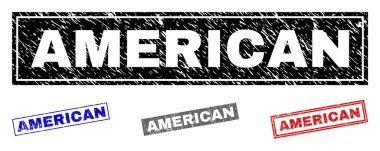 Grunge Amerikan dikdörtgen damga mühürler dokulu