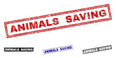 Grunge hayvanlar dokulu dikdörtgen kaydetme damga mühürler