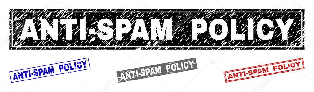 Grunge ANTI-SPAM POLICY Textured Rectangle Stamps