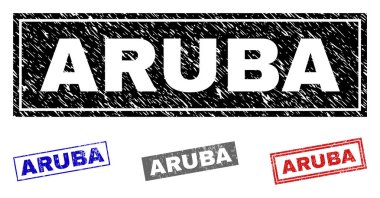 Grunge Aruba dikdörtgen damga mühürler dokulu