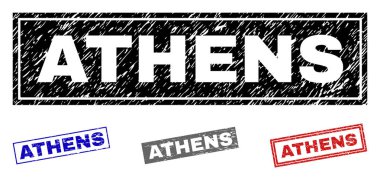 Grunge Atina dikdörtgen damga mühürler dokulu