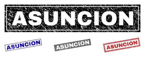 Grunge ASUNCION Textured Rectangle Stamp Seals — Stock Vector