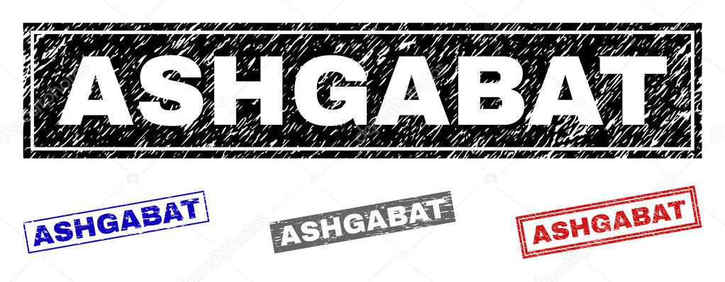 Grunge ASHGABAT Scratched Rectangle Stamps