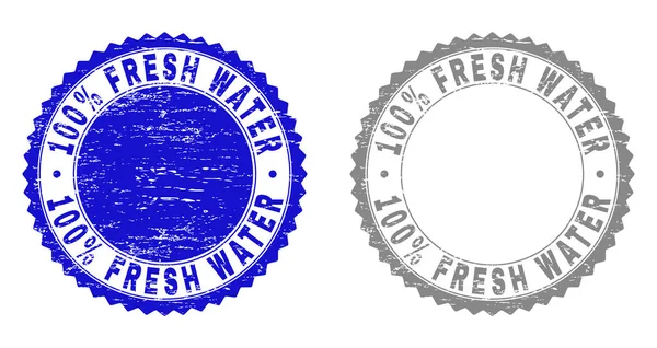 Σαγρέ 100 Percents φρέσκο νερό Grunge γραμματόσημα — Διανυσματικό Αρχείο