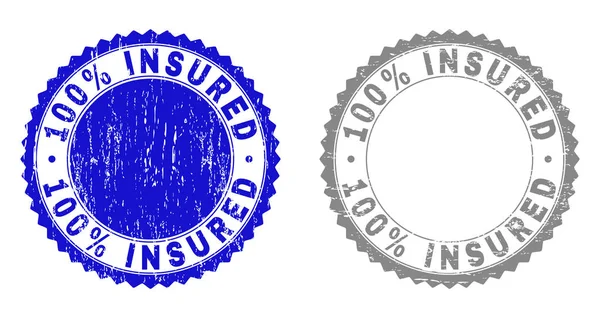 Текстуровані 100 відсотків INSURED Grunge Stamp Seals — стоковий вектор