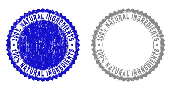 Texturé 100 Pour cent INGRÉDIENTS NATURELS Grunge filigranes — Image vectorielle