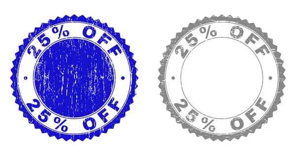Textured 25 Percents OFF Scratched Stamp Seals — Stock Vector