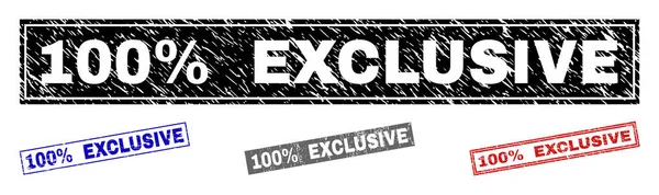 Grunge 100 τοις εκατό αποκλειστική γδαρμένο ορθογώνιο γραμματόσημα — Διανυσματικό Αρχείο