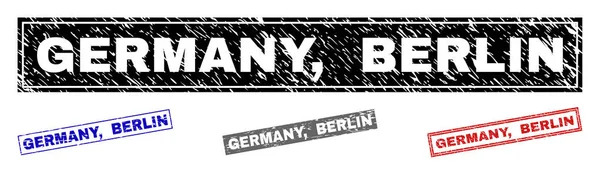 Grunge GERMANY, BERLIN Scratched Rectangle Watermarks — Stock Vector