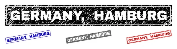 Grunge deutschland, hamburg zerkratzte rechteckige stempelsiegel — Stockvektor