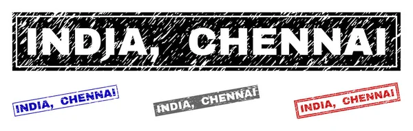 Grunge INDIA, CHENNAI Rectángulo texturizado Marcas de agua — Vector de stock