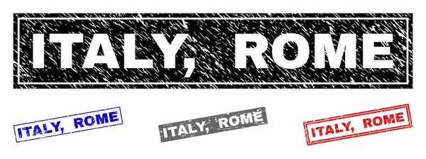 Grunge Italië, Rome getextureerde rechthoek watermerken — Stockvector