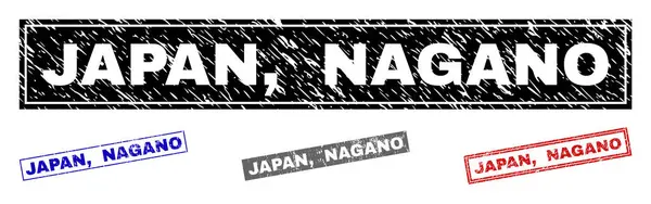 Гранж Японії, Нагано текстурованою прямокутник штамп ущільнення — стоковий вектор