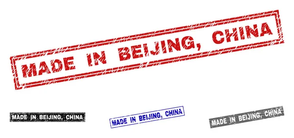 Grunge MADE IN BEIJING, CHINA Textured Retângulo Marcas d 'água — Vetor de Stock