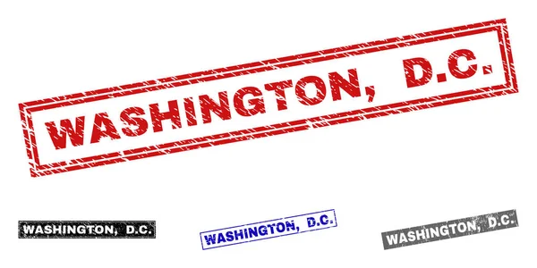 Grunge WASHINGTON, D.C. Sellos de sello de rectángulo rayado — Vector de stock