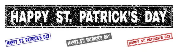Grunge glad St. Patricks Day texturerat rektangel vattenstämplar — Stock vektor